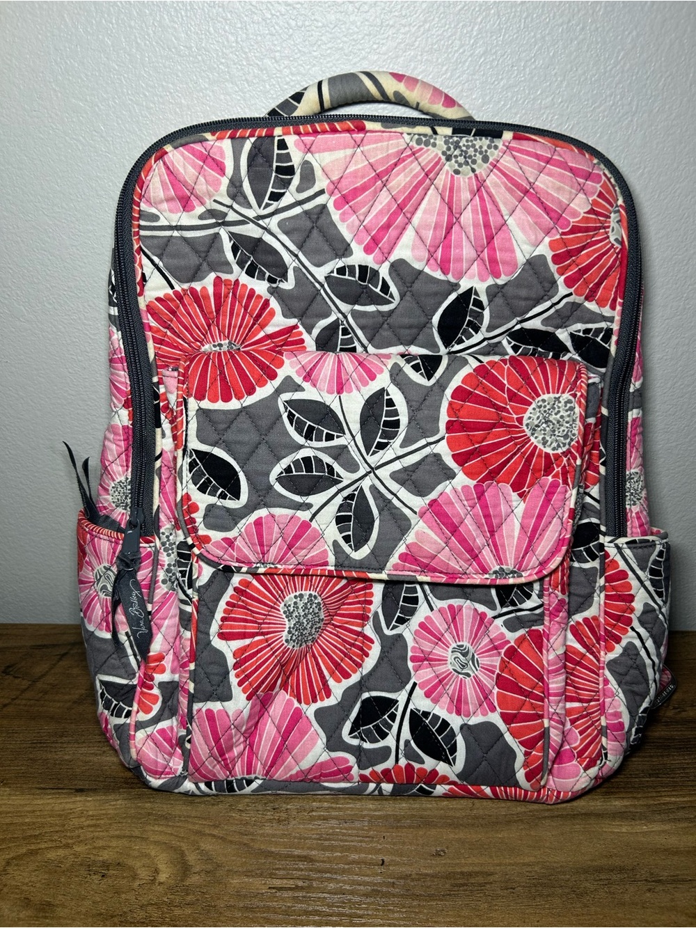 Vera Bradley Pink Red Floral Quilted Backpack